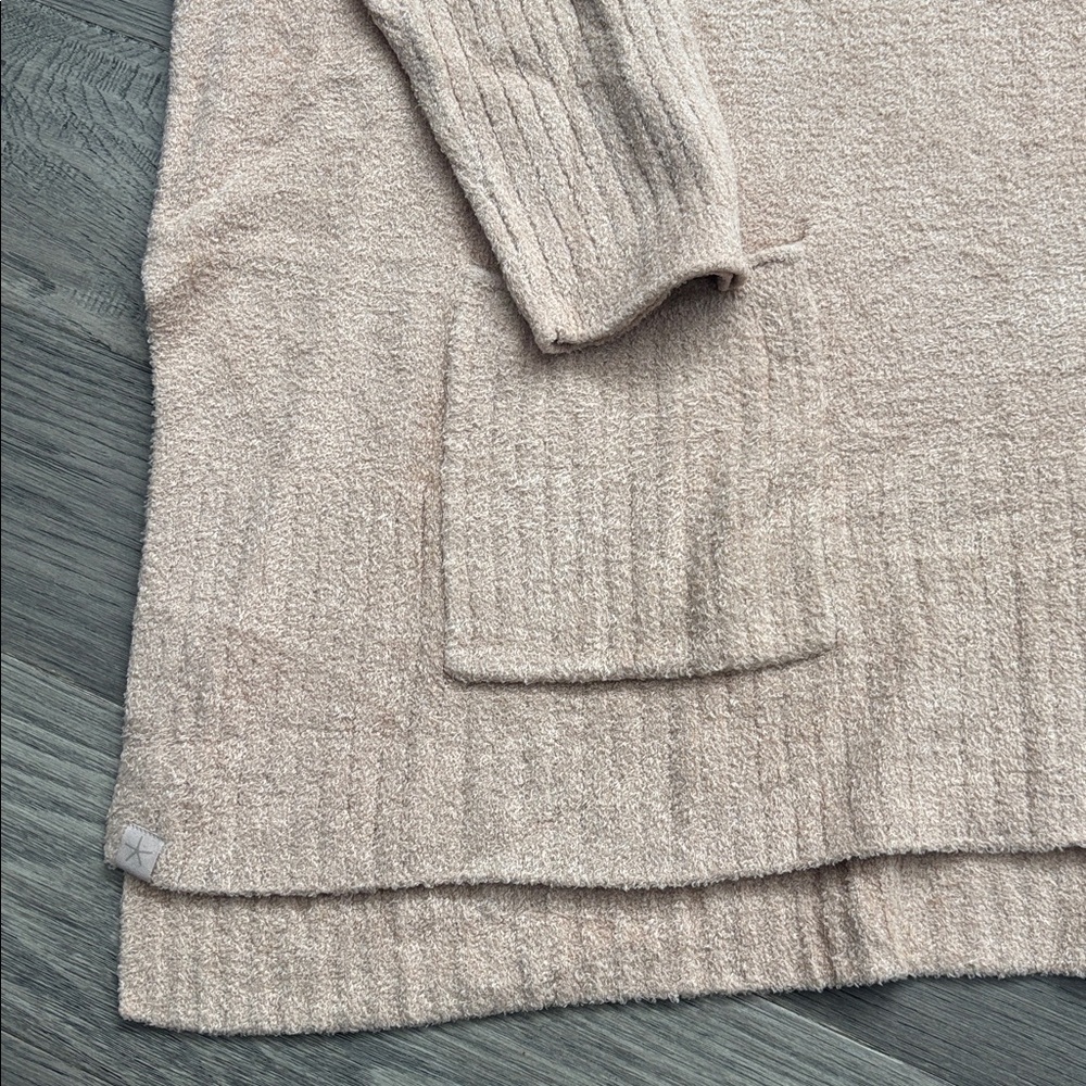 Barefoot Dreams | Cozy Chic Lite Half Zip Poncho Soft Camel Chenille Sweater S/M - Picture 4 of 16